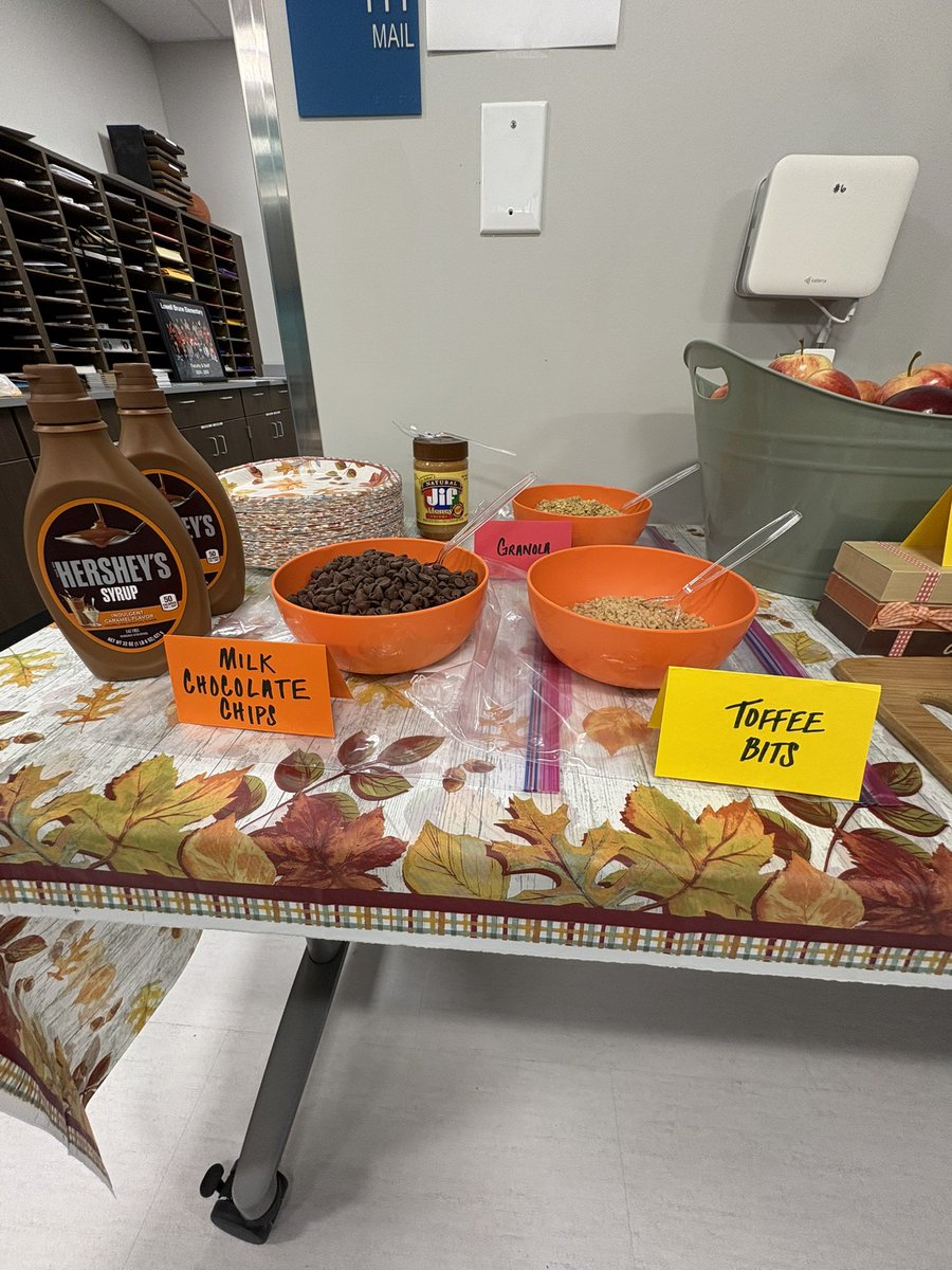 On the first day of fall, we celebrated with an Apple Nacho Bar for our staff!
