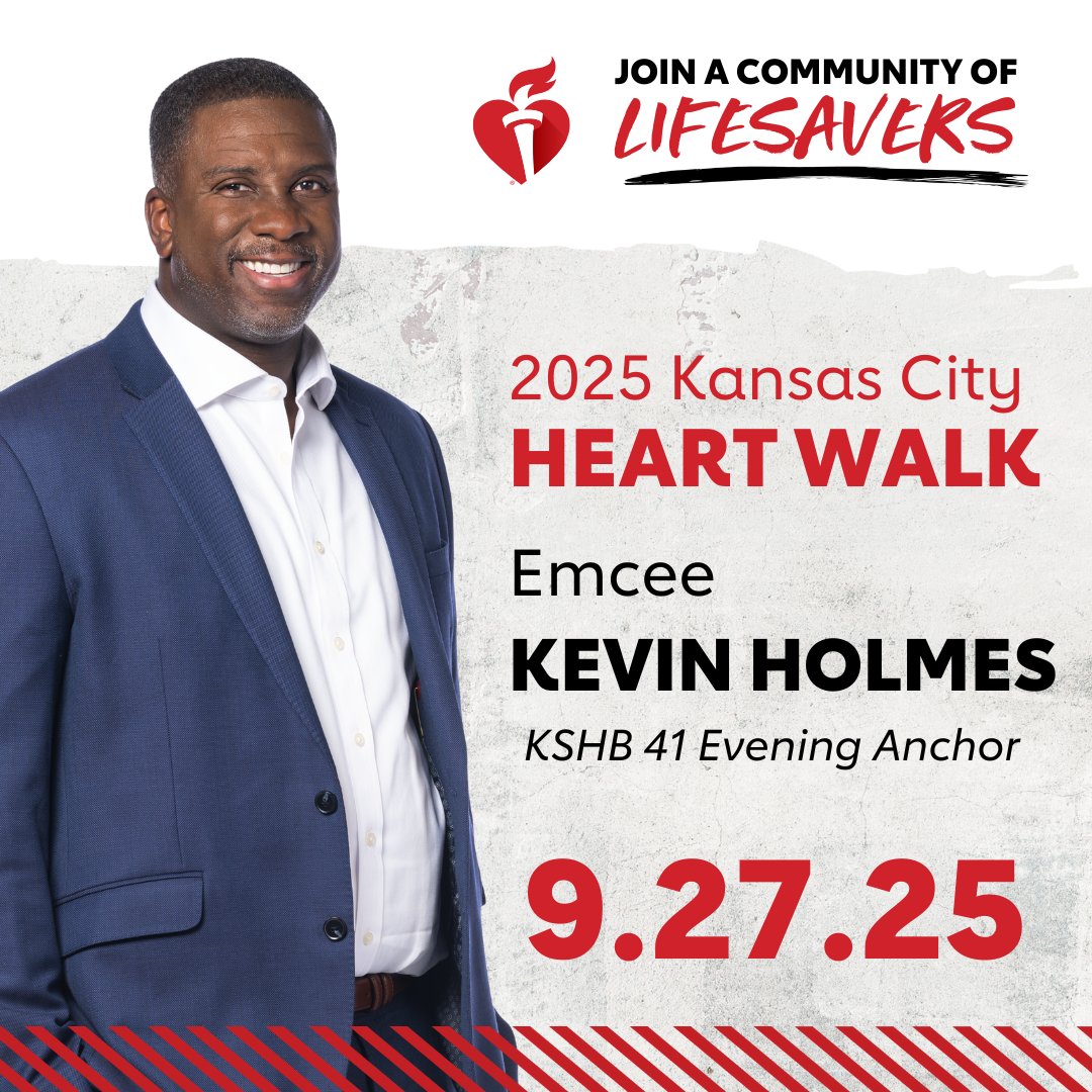 We're so excited to have <a href="/kholmesKSHB/">Kevin Holmes</a> with <a href="/KSHB41/">KSHB 41 News</a> emcee the #KCHeartWalk again! See you Saturday!