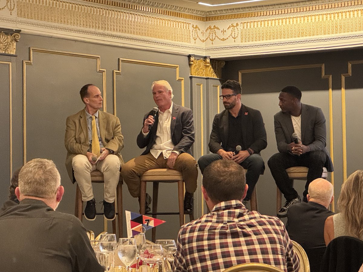 JordanSarnoff's tweet photo. Terrific evening with the @NEgreats Foundation, celebrating the remarkable work this organization does for current and former student-athletes in the state of Nebraska.

The moderator isn’t too shabby either, @GarySharp1620! https://t.co/nwfPxTm0iA