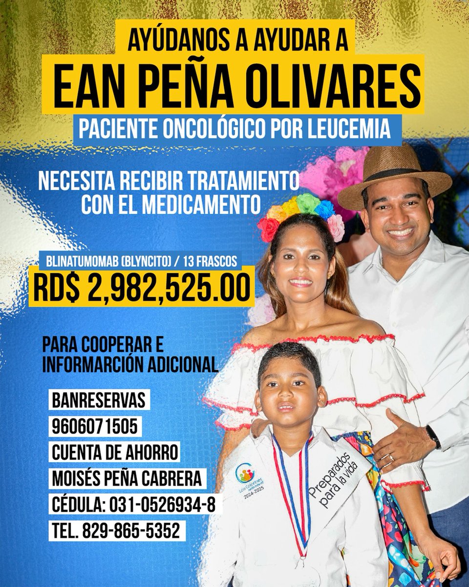 Por favor <a href="/RaquelPenaVice/">Raquel Peña</a> es el hijo de un compañero de la crónica deportiva , su hijo necesita ayuda, vamos a salvar esa vida <a href="/ggomezmazara/">Guido Gómez Mazara</a> <a href="/Satosky24/">Satosky Terrero G.</a> <a href="/YancenPujols/">Yancen Pujols</a>