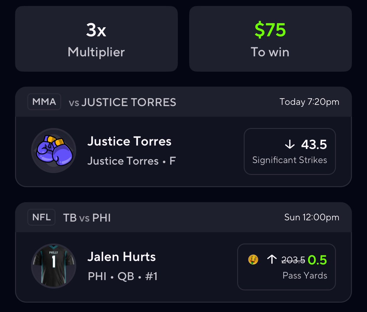 PROP_BETZ's tweet photo. CASH JUSTICE TORRES FREE SQAURE LMAOOOO 😮💨🔥🔥
Jalen hurts discount this weekend. 💰
https://t.co/z3JU2Y89RI
#PrizePicks #prizepicklocks #PRIZEPICKS #prizeicks https://t.co/JQUWlxKkZF