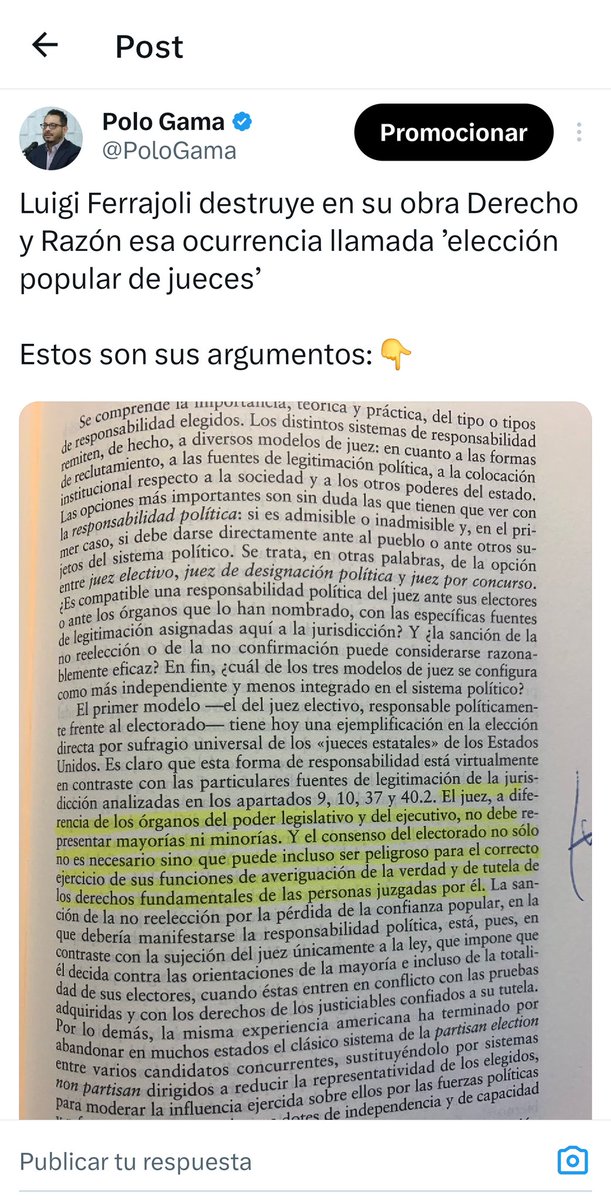 Hoy circula un texto reciente de Ferrajoli sobre la reforma judicial mexicana. Pero no perdamos de vista que desde 1989, hace ya 36 años, él ya se había pronunciado en Derecho y Razón en contra del  modelo popular.

Hace TREINTA Y SEIS AÑOS!!