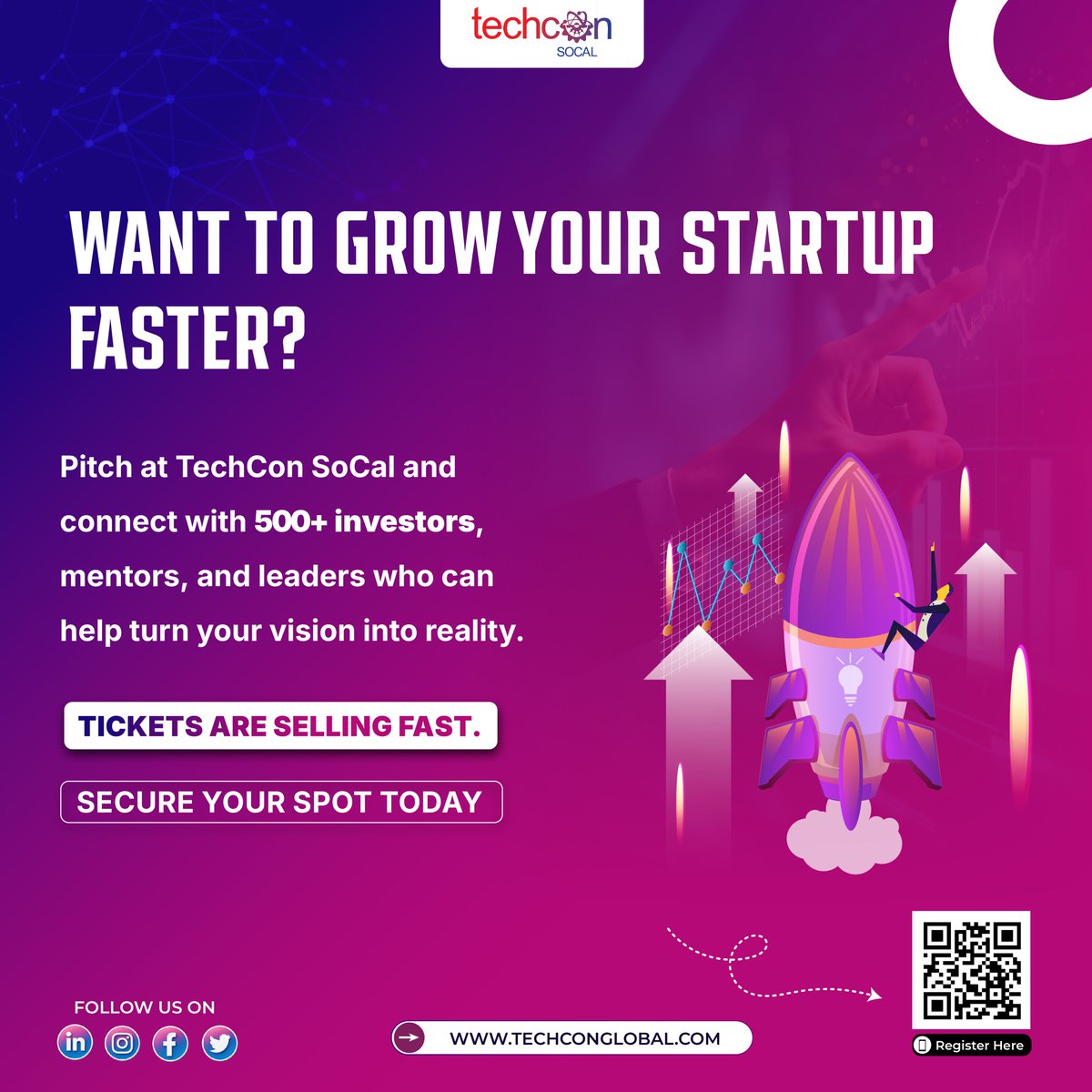 TechCon_Global's tweet image. 🚀 Want to grow your startup faster? 

At #TechConSoCal2026, you’ll pitch to 500+ investors, mentors &amp;amp; leaders ready to fuel bold ideas. Don’t miss San Diego’s biggest startup showcase. 

🎟 Tickets are selling fast. Secure your spot today!
🔗 techconglobal.com…