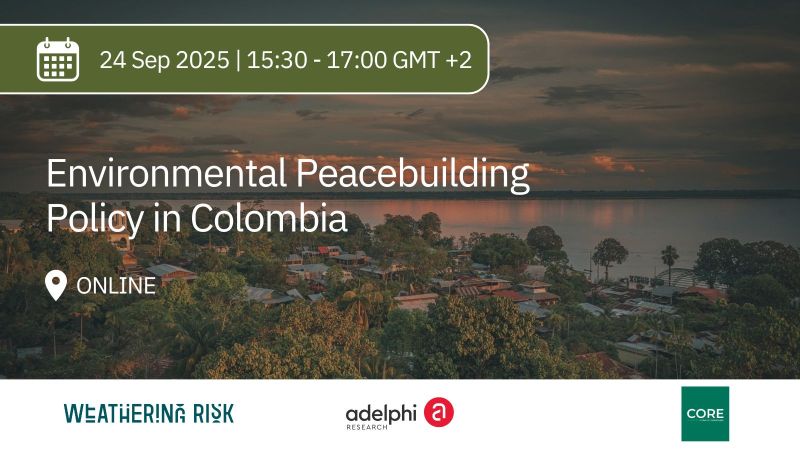 🌱🇨🇴Los invitamos el 24 de septiembre a las 8:30 a.m. a nuestro evento virtual Política de Paz Ambiental en Colombia, donde presentaremos un nuevo informe. 
Organizan: <a href="/adelphi_berlin/">adelphi 🌐</a> <a href="/ClimateDiplo/">Climate Diplomacy and Security</a> <a href="/GermanyDiplo/">GermanForeignOffice</a> 
Registro:
f.mtr.cool/hjlbnykflc