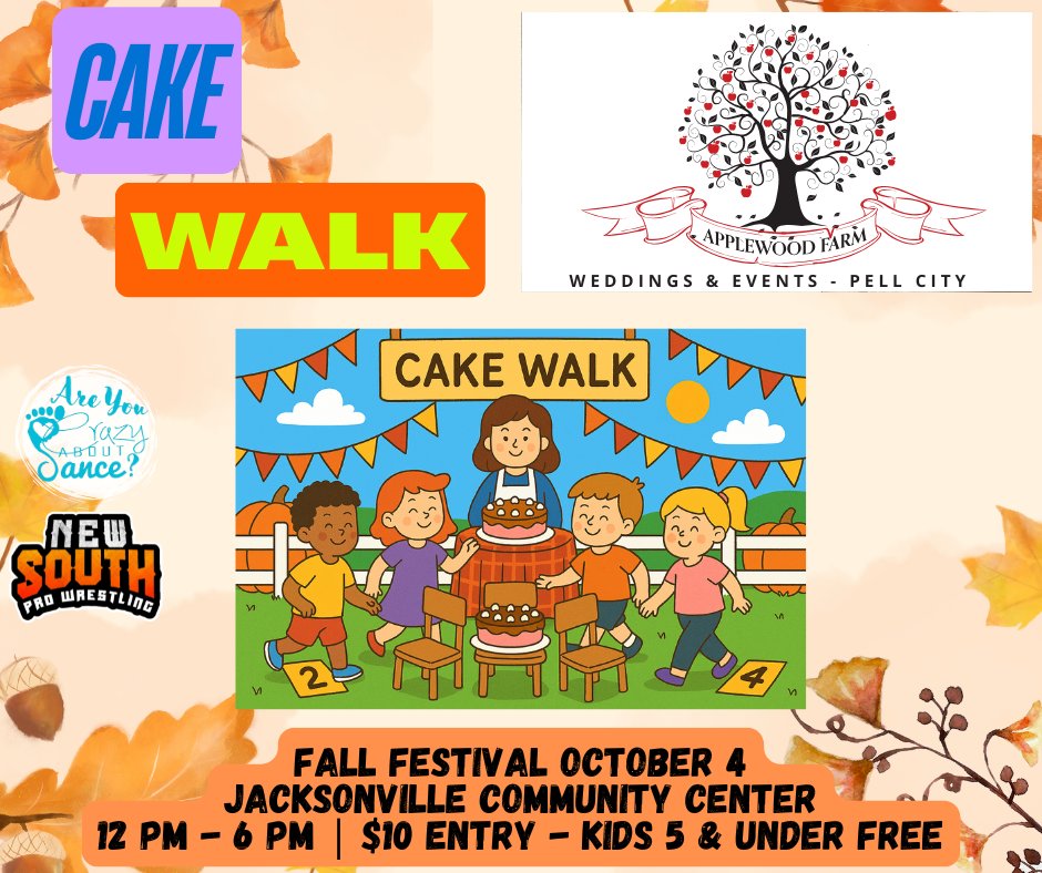NewSouth_PW's tweet image. In our first foray into organizing a FALL FESTIVAL, we have some announcements to drop!

Bounce House!
Inflatable Obstacle Course!
Cake Walk!
Potato Sack Races!

Fall Festival 12 pm - 6 pm with New South Pro Wrestling at 4 pm featuring the main event of @BigDaveSince99 (c) vs.…