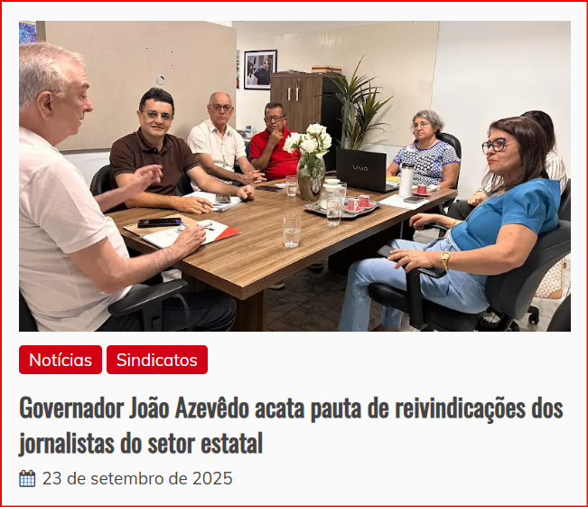 gps_sape's tweet photo. Governador João Azevêdo acata pauta de reivindicações dos jornalistas do setor estatal https://t.co/ZgM3utIkp8