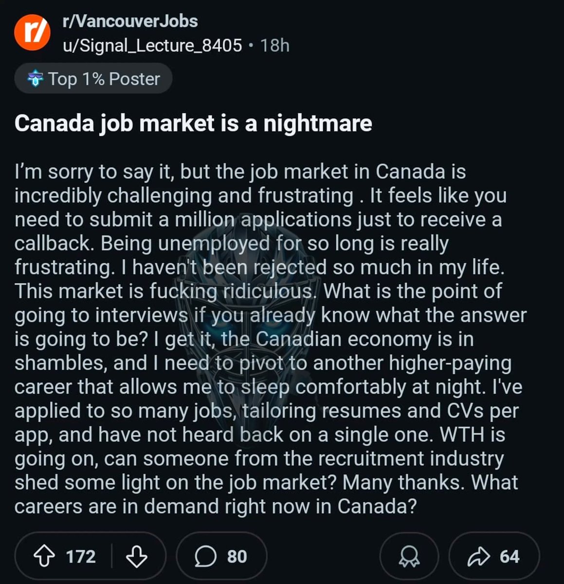 🇨🇦 job market has become a graveyard of unanswered applications.

Thousands send résumés into the void, begging for callbacks that never come.

A generation is being buried under rejection emails and economic stagnation—while policymakers insist “the economy is strong.”

The