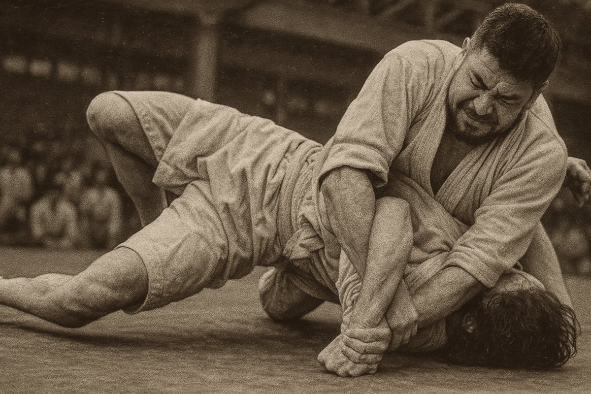 jitsu_iq's tweet photo. In Judo it’s ude garami. In catch it’s the “top wrist lock.” In BJJ it’s Americana, named after the Americans who spammed it on the mats in the 40s. https://t.co/XmgblPtdIJ