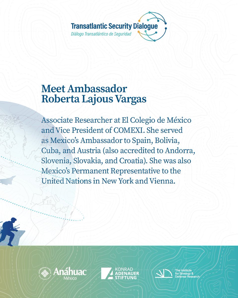 kasmexiko's tweet image. La embajadora Roberta Lajous representó a México en España, Austria y la ONU. 

Este 30 de septiembre compartirá su experiencia en el #TSD2025, en el panel:

🔹¿Un eje de cooperación? México, España y Alemania.

#KAS4Security @InstituteSDR