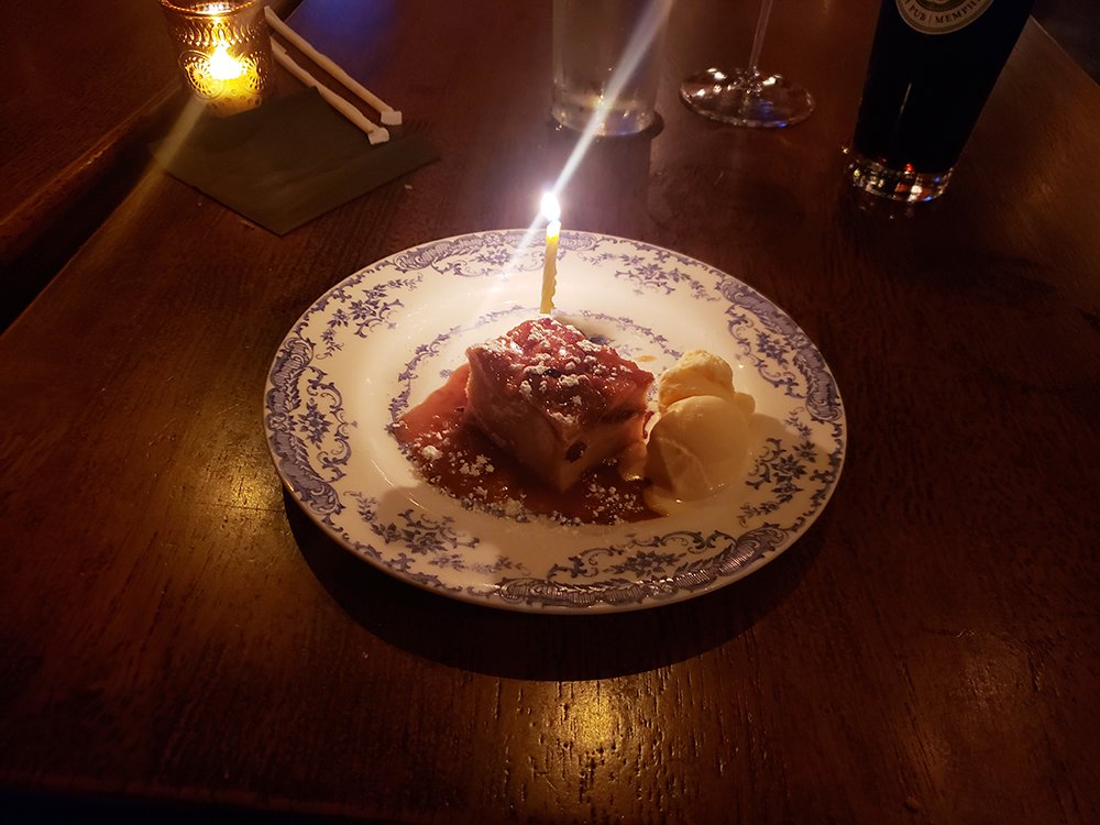 Before my birthday tomorrow, I want to talk about last year's birthday dinner at Bog &amp; Barley. Unlike the others in the past, this one wasn't as memorable. #gazpacho #porkchop #steak #IrishPub #901eats #Memphis #birthday #MemphisEats kensfoodfind.com/2025/09/bog-ba…