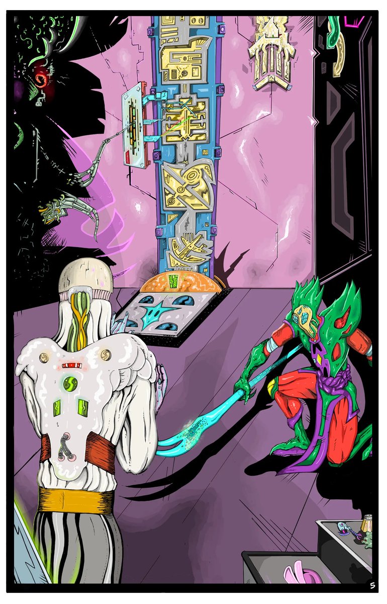 artk0typ's tweet photo. The latest page. What do you think is going on? Do you want to guess at the dialouge then go check it out at https://t.co/kaTklZmYh8 #comicbook #scifi #art #fantasy #fiction #interdimensional #wor #dog #fighter #overlords #reptillian #battle #epic #hound #story #tale #woof #beast https://t.co/LZHA3SDtyF