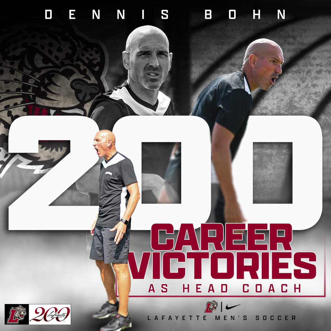 LafayetteMSOC's tweet photo. 2⃣0⃣0⃣ reasons to call him one of the best.

Congratulations to head coach Dennis Bohn on eclipsing the 200 career wins milestone tonight at Binghamton! 🐆

#RollPards | #ClimbTheHill
#LafayetteCollege200 | @GoLeopards https://t.co/XDoeBGWiRe