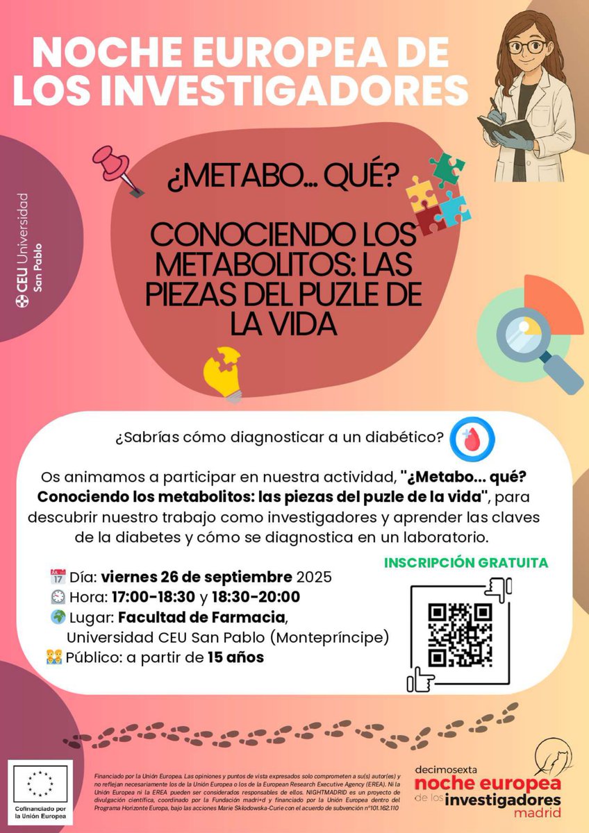 Fernanda Rey-Stolle (@ferstolle) on Twitter photo ✨ Este viernes 26 acompáñanos en “¿Metabo… qué? Conociendo los metabolitos: las piezas del puzle 🧩de la vida” en el CEMBIO <a href="/metabolomicaceu/">CEMBIO</a> en <a href="/FarmaciaCEU/">USPCEUfarmacia</a> <a href="/USPCEU/">Universidad CEU San Pablo</a> Descubre cómo investigamos el papel de los metabolitos en nuestra salud ✨ Este viernes 26 acompáñanos en “¿Metabo… qué? Conociendo los metabolitos: las piezas del puzle 🧩de la vida” en el CEMBIO <a href="/metabolomicaceu/">CEMBIO</a> en <a href="/FarmaciaCEU/">USPCEUfarmacia</a> <a href="/USPCEU/">Universidad CEU San Pablo</a> Descubre cómo investigamos el papel de los metabolitos en nuestra salud