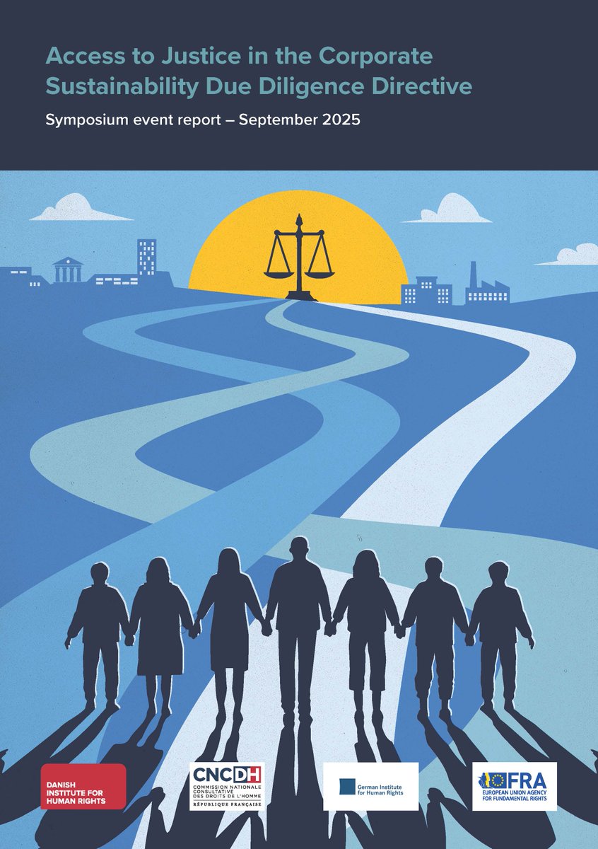 EURightsAgency's tweet image. How can companies be held responsible for #HumanRights &amp;amp; environmental harms?

This symposium report breaks down key access to justice challenges from the EU’s Corporate Sustainability Due Diligence Directive #CSDDD.

Find out more: link.europa.eu/dqqkpK