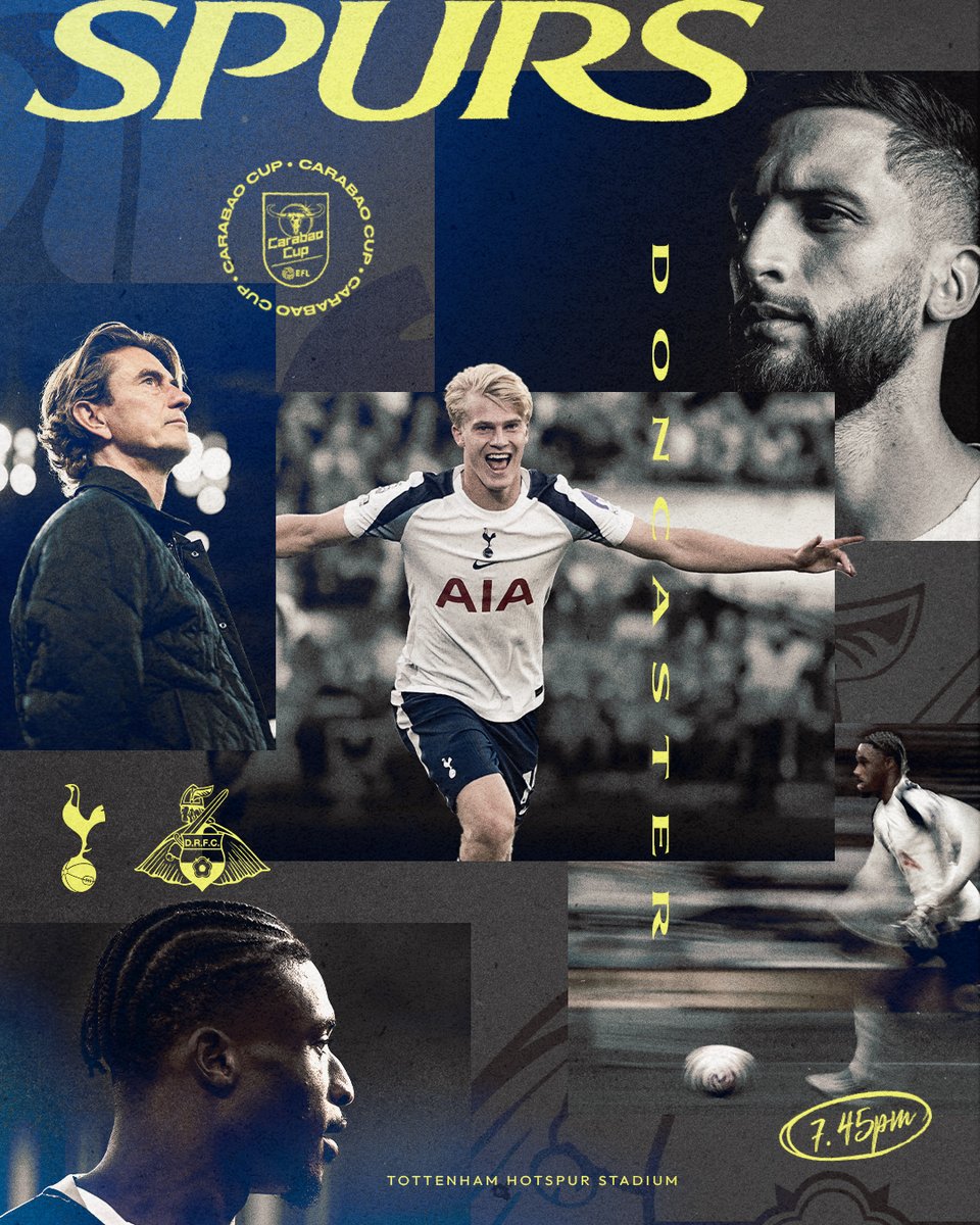 Tottenham Hotspur (@spursofficial) on Twitter photo MATCHDAY ๐
๐ Doncaster Rovers
๐๏ธ <a href="/SpursStadium/">Tottenham Hotspur Stadium</a>
๐ <a href="/Carabao_Cup/">Carabao Cup</a>
โฐ 7.45pm BST MATCHDAY ๐
๐ Doncaster Rovers
๐๏ธ <a href="/SpursStadium/">Tottenham Hotspur Stadium</a>
๐ <a href="/Carabao_Cup/">Carabao Cup</a>
โฐ 7.45pm BST