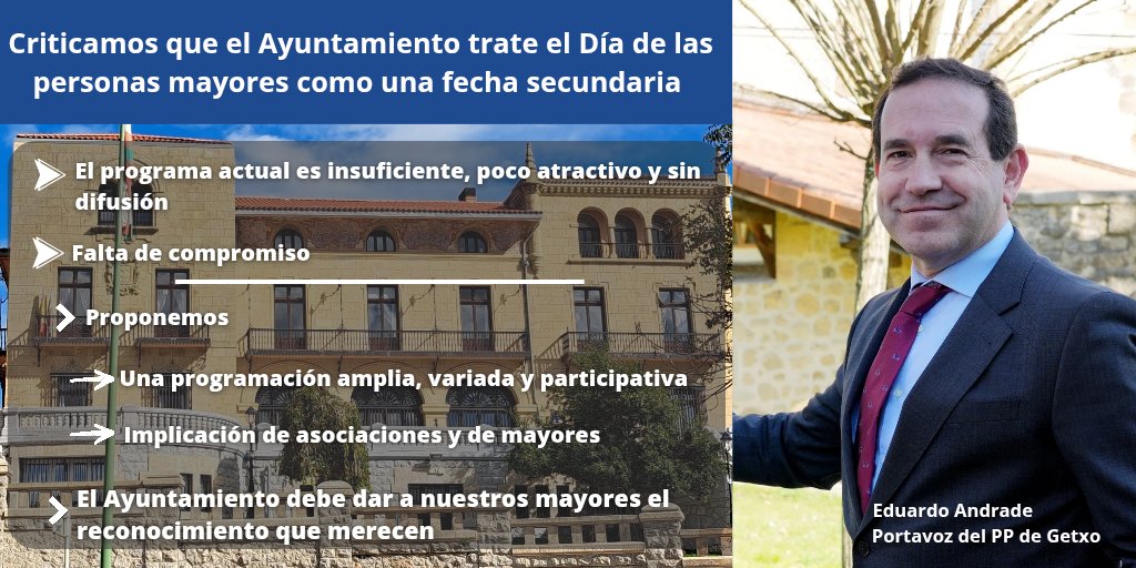 👎🏼<a href="/GetxoUdala/">Getxo Udala</a> trata el "Dia de las perdonas mayores" como una fecha secundaria
🛑Falta de compromiso
❌El programa actual nos parece insuficiente
🚫Poca difusión y sin atractivo

Proponemos↘️
🔹Actividades amplias y visibles y diseñadas junto a asociaciones y nuestros mayores