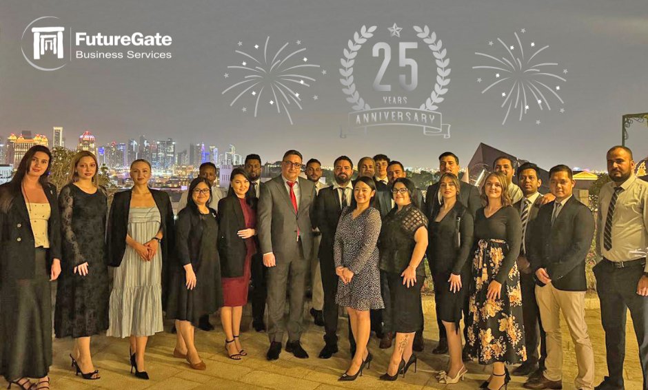 FutureGateGroup's tweet image. Celebrating 25 years of success at FutureGate! 🎉 Grateful for our incredible team and the unforgettable moments we’ve shared. 
Here’s to more celebrations and years of excellence ahead! 
#FutureGate #25Years #QatarBusiness #KuwaitBusiness #CorporateServices #ImmigrationServices