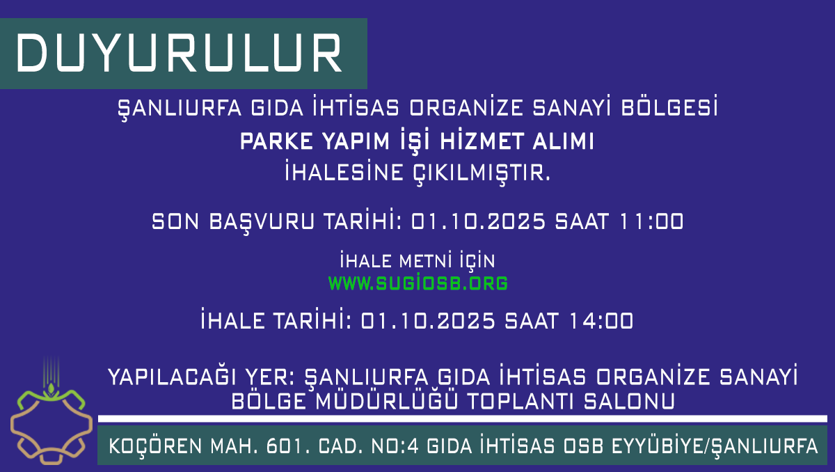 Şanlıurfa Gıda İhtisas OSB tweet media