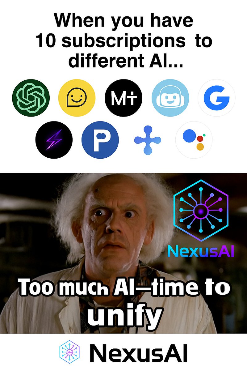 When you’ve got 10 AI subscriptions… 🤯
Why not just use NexusAI and chill? ⚡
Hashtags:
#AI #Meme #NexusAI #TechSimplified #AITools