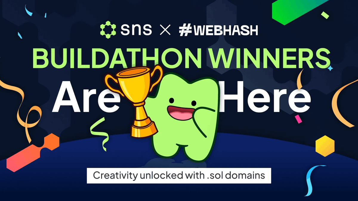 sns.sol (@sns) on Twitter photo They built, they slayed, they won.
SNS x <a href="/webhash_eth/">webhash.com</a> Buildathon winners: <a href="/Le__Quent/">LeCryptok 👀</a> <a href="/alexkv_eth/">AlexK</a> <a href="/crypt_lonely/">crypt_lonely.sol</a> <a href="/hybridthegeek/">Hybridthegeek.sol</a> <a href="/ChapyDesign/">Chapy</a> 🏆
Shoutout to all the builders who pushed the limits. Your creativity and skills blew us away. They built, they slayed, they won.
SNS x <a href="/webhash_eth/">webhash.com</a> Buildathon winners: <a href="/Le__Quent/">LeCryptok 👀</a> <a href="/alexkv_eth/">AlexK</a> <a href="/crypt_lonely/">crypt_lonely.sol</a> <a href="/hybridthegeek/">Hybridthegeek.sol</a> <a href="/ChapyDesign/">Chapy</a> 🏆
Shoutout to all the builders who pushed the limits. Your creativity and skills blew us away.