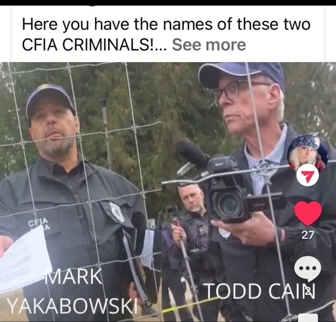 And we have names. So cool. Thanksgiving is coming! Will they be eating OSTRICHES! Mark YakaBOWski and Todd CAIN CFIA. They stand with what they believe is right. So let them.