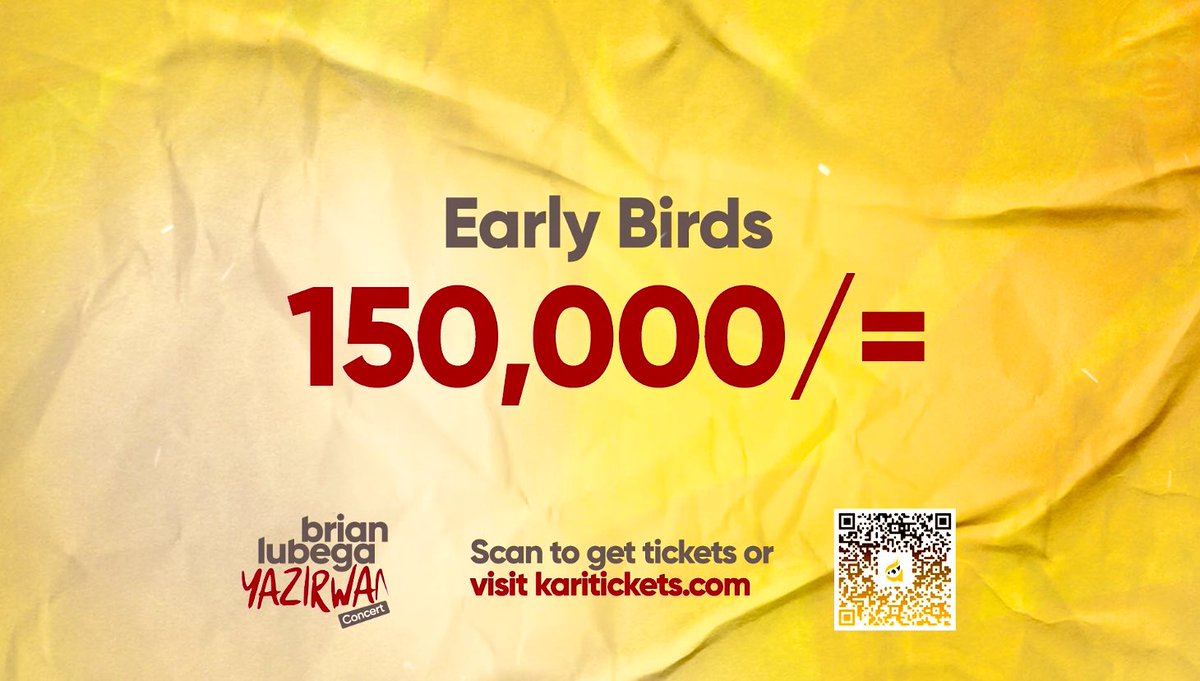 Good morning early birds 🥰
Praise and worship is around the corner.

Grab your ticket now 👇👇
karitickets.com/event/BRIAN_LU… 

150k and 3.5m a table of 8 <a href="/kampalaserena/">kampalaserenahotel</a> 10th October. 
#YazirwanaConcert