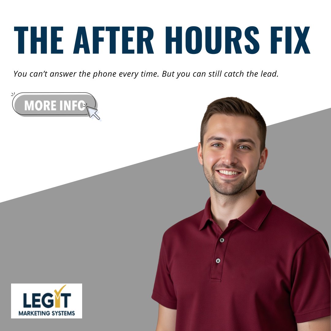 LegitMSystems's tweet image. Our Missed Call Text Back System:
✅ Texts every missed call instantly
✅ Keeps customers engaged with next steps
✅ Brings you more booked jobs

⭐ We’ll set it up for FREE as your first step with us.

👉 DM “MISSED CALL” to claim your setup today.
 🔗 legitmarketingsystems.com