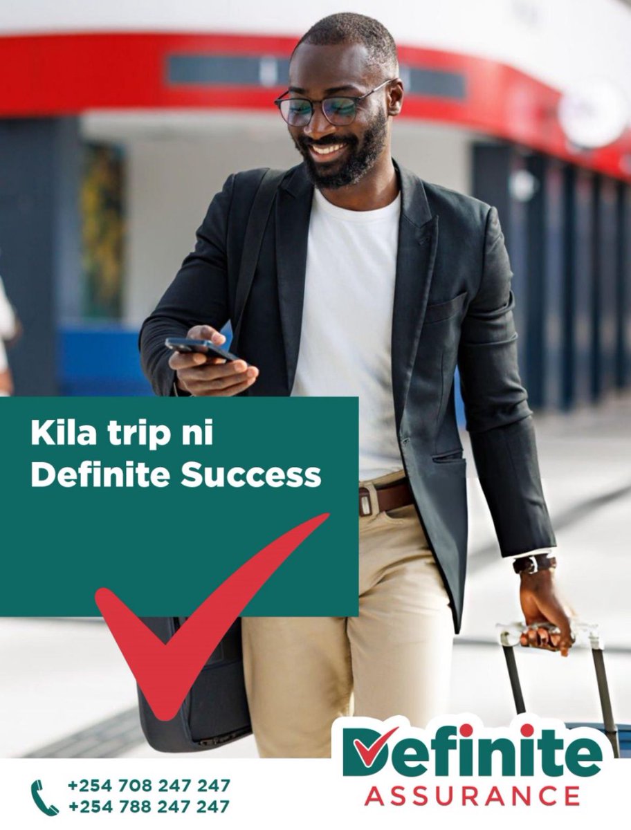 Have you ever been stressed about your trip?
No need to,
Every trip you take, you want it to be smooth, secure, and stress-free. With Definite Assurance, kila safari ni definite success.
#DefiniteSuccess #TravelSmart