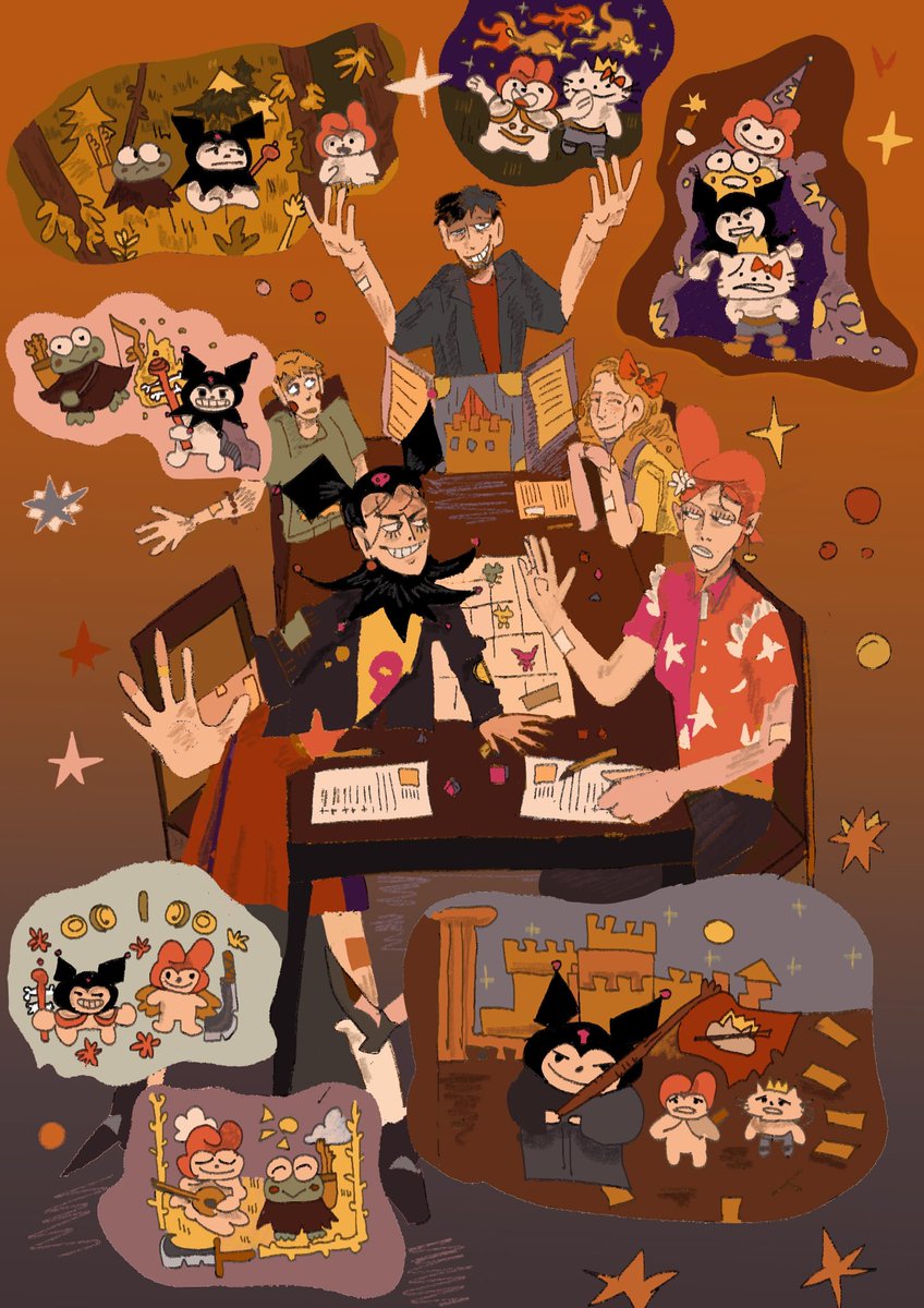 Hello Kitty and friends playing dnd whatever 

#sanrio