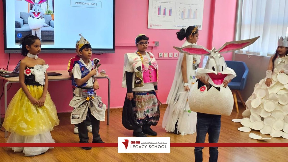 #TrashToTrend - #TheEcoFashionShow! Our Grade 3 students strutted the runway in style, showcasing fabulous outfits made from recyclable materials! Creativity met sustainability as they proved that fashion can be both fun &amp; eco-friendly.
#GEMSLegacySchool #GEMSEducation #KHDA