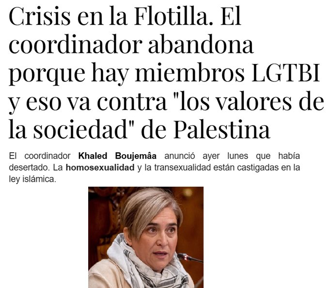 La flotilla hace aguas y amenaza con hundirse, resulta que no quieren gays, lesbianas, trans, ni nadie que hable de “todes”.

Parece ser que a los que están dispuestos a llevar desde el río hasta mar no son solo a los israelíes; y tampoco para que se den un baño ni un paseo