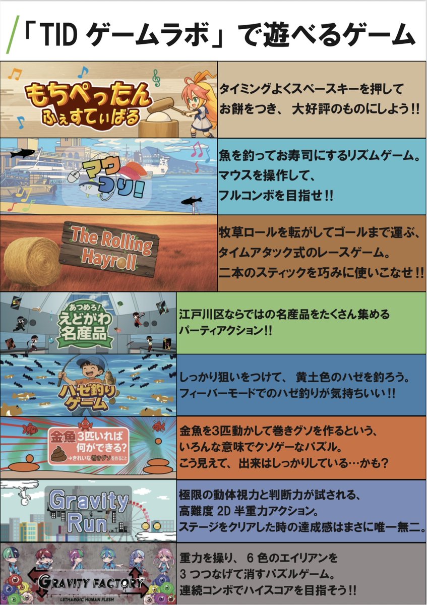 ◤￣￣￣￣￣￣￣￣￣￣￣￣￣
 東京ゲームショウ2025 初出展
＿＿＿＿＿＿＿＿＿＿＿＿＿◢

9/25(木)～28(日)、幕張メッセで開催される
「東京ゲームショウ2025」にて、ゲーム
アカデミーコーナーへ初出展！🎮 ͛.*

TIDならではの学びをご体感ください👀✨
#東京ゲームショウ2025 
#TGS2025