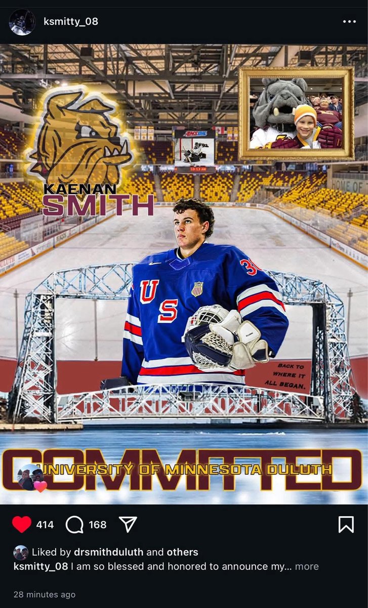 Congratulations Kaenan! Also congrats to UMD. Getting a great goalie but an even better person.