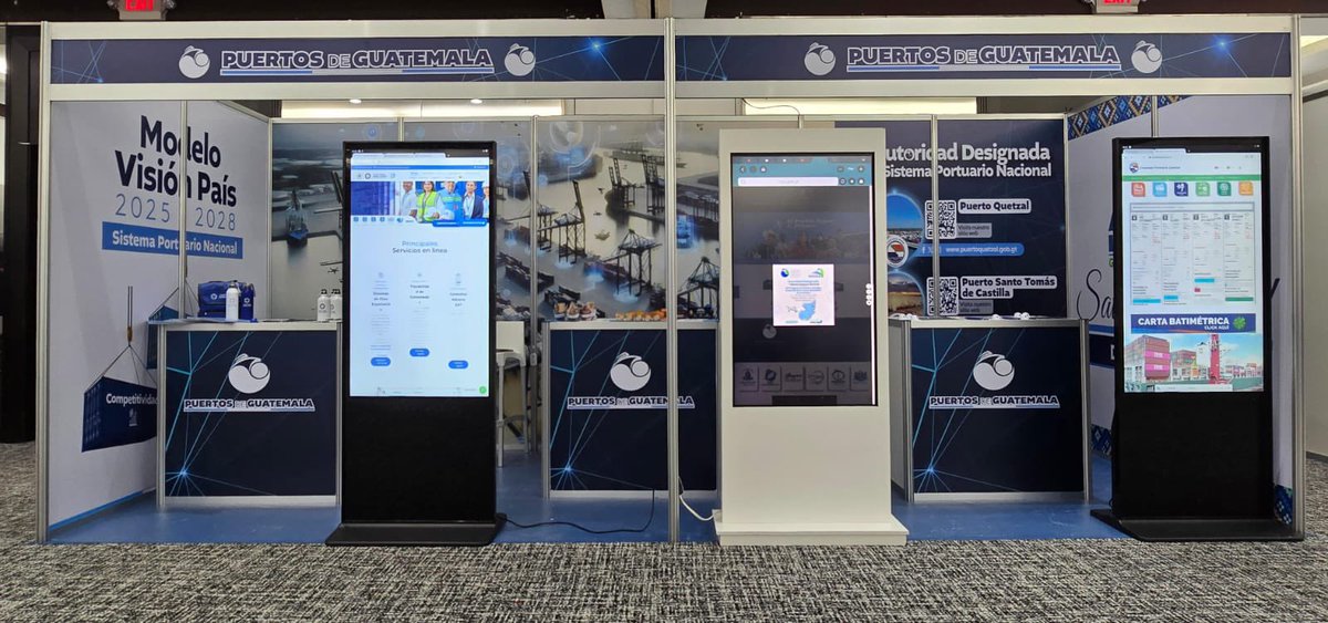 cpngobgt's tweet photo. #CPNInforma #PuertosDeGuatemalaAvanza
El stand de Puertos de Guatemala en #REPICA2025 refleja los avances en transformación digital implementados en @santotomasport, @PortuariaEPQ y @Chiquita. https://t.co/mXKqCbYWy3