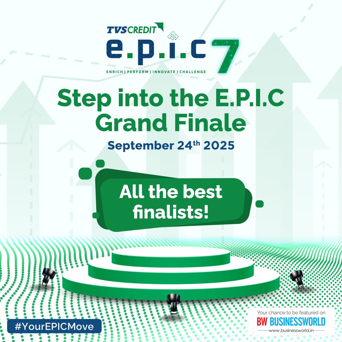 TVSCredit's tweet photo. The Grand Finale of TVS Credit EPIC 7.0 is here; a showdown of talent, innovation, and determination across all four tracks.

To all our finalists, this is your moment. Shine bright, give it your best, and make #YourEPICMove! 🌟  

#EPIC #CampusChallenge #TVSCredit #EPIC7 https://t.co/rdSqkJSxWG