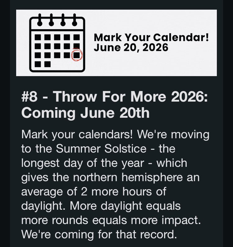 I threw 63 total holes for #ThrowForMore this year 2025, here’s the 1st look at info on next years throw for more with the Paul McBeth foundation 🥏⛓️‍💥🫶🏼 #DiscGolf #HappyDiscN