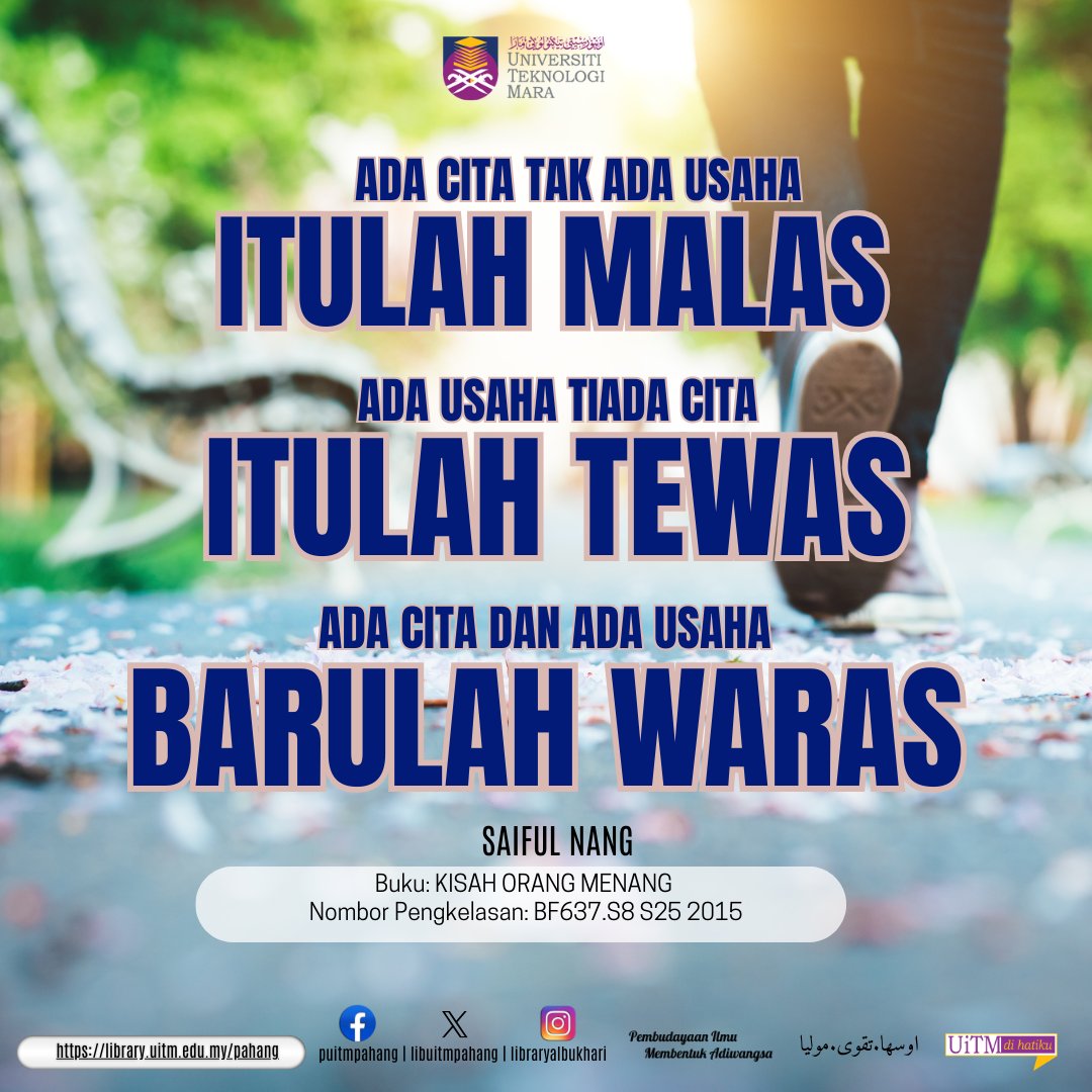 LibUiTMPahang's tweet image. Sila ikuti maklumat terkini dilaman web rasmi kami di
library.uitm.edu.my/pahang
#libphg
#pabmembaca
#libraryforall
#PembudayaanIlmuMembentukAdiwangsa
LIKE & FOLLOW FACEBOOK Perpustakaan Al-Bukhari:
facebook.com/library.uitm.p…