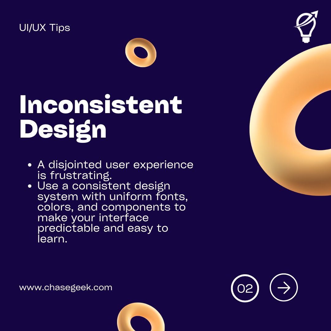 chasegeek's tweet image. Is your product frustrating to use? 😩
Don’t make these common UX design mistakes that frustrate users and hurt your business.
Ready to build an interface that users will love? Book a FREE demo to discuss your project!
#UXDesign #WebDesign #UXUI #UserExperience #DesignTips