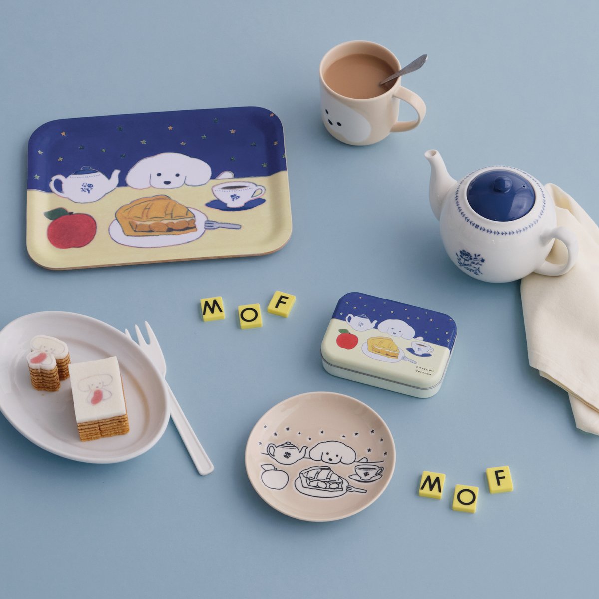 てらおかなつみ　afternoon tea 🤍🖤🤍🖤🤍🖤🤍🖤🤍🖤🤍🖤🤍 真っ白いいぬを描くてらおかなつみと