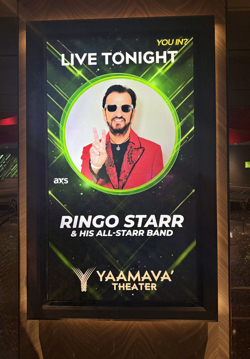 SilRigote's tweet photo. ✌🏼 8th show in 9 days. What would you think if I sang out of tune? #RingoStarr @ringostarrmusic #Yaamava https://t.co/VtTkCa5Wdi
