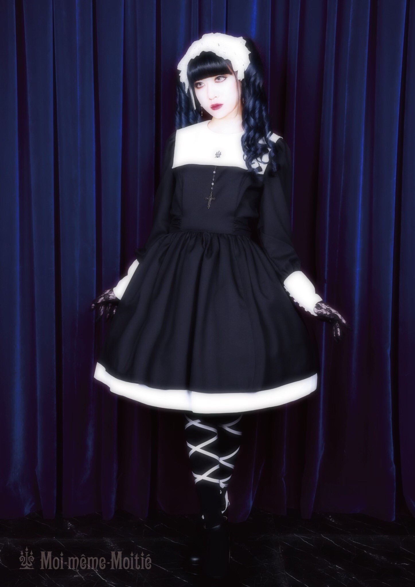 モワティエ 修道女 ミニワンピース moitie 黒青 シスター 13号 モワティエ 修道女 ミニワンピース moitie 黒青 シスター 13号