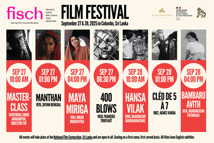 FranceinColombo's tweet photo. 📢 🎥 @FranceinColombo in collaboration w/ Film Heritage Foundation and the National Film Corporation of #SriLanka, present Film Heritage Festival under France-India-Sri Lanka Cine Heritage project.  Mark your calendar: 📅 27 &amp; 28 September
Free entrance / open to all. https://t.co/JtF5iDBUyL