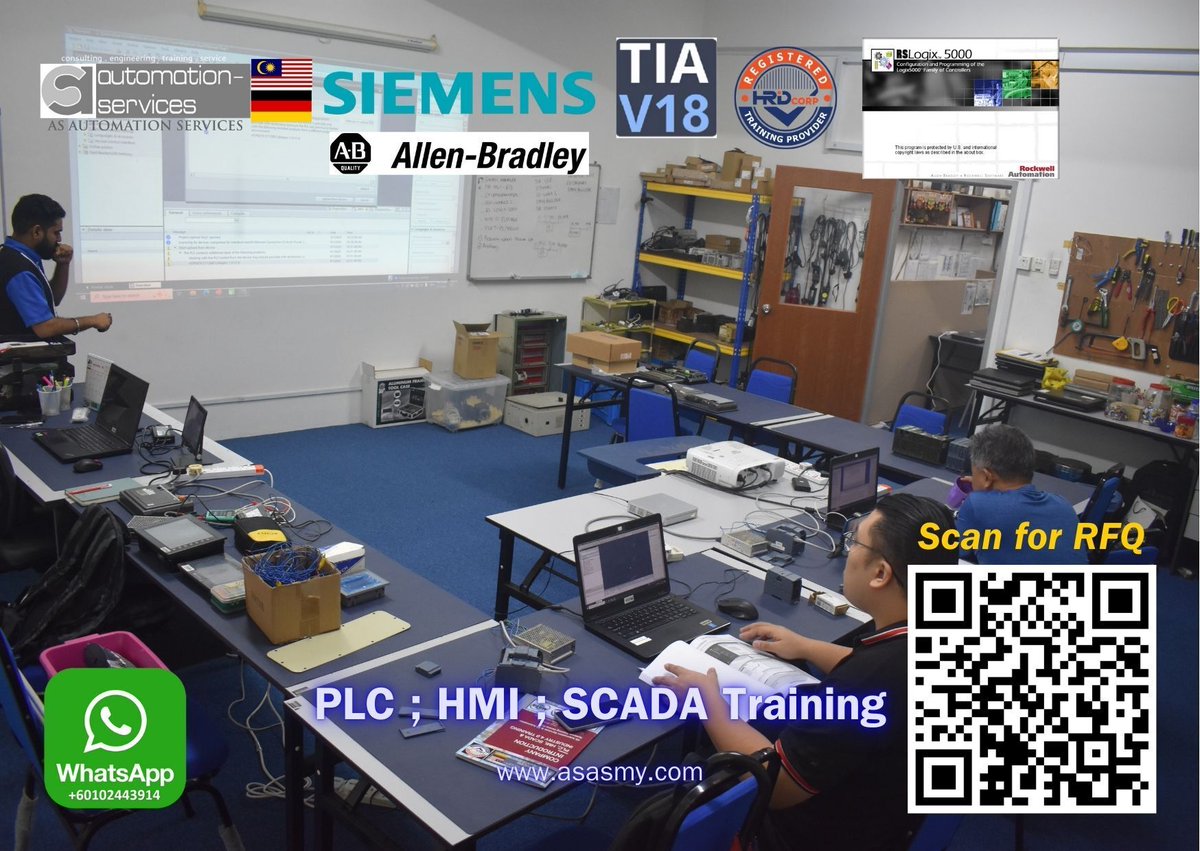 Completed 10-day #PLCTraining for #SiemensPLC &amp; #AllenBradleyPLC using #TIA18 &amp; #RSLogix5000 at our #AutomationTrainingMY lab. #HRDCorpClaimable for 2 pax. #SCADATraining &amp; #HandsOnTraining included. #TrainingMalaysia 📩 RFQ:

asasmy.com/request-quotat…