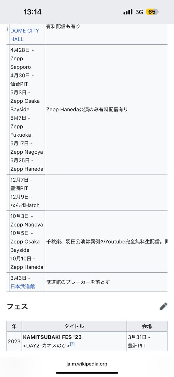 ふとWikipedia読んでたんだけどライブの備考欄のここ面白すぎる