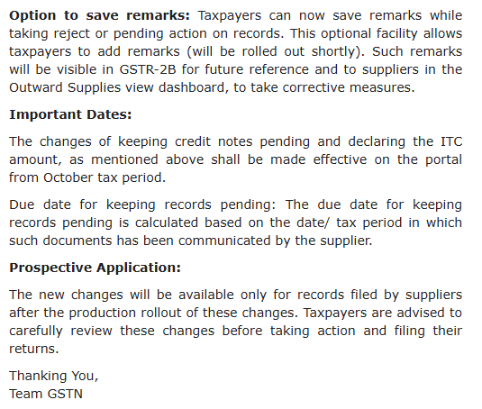 CAclubindia's tweet photo. GSTN Issues Advisory for New Changes in GST IMS Effective October 2025