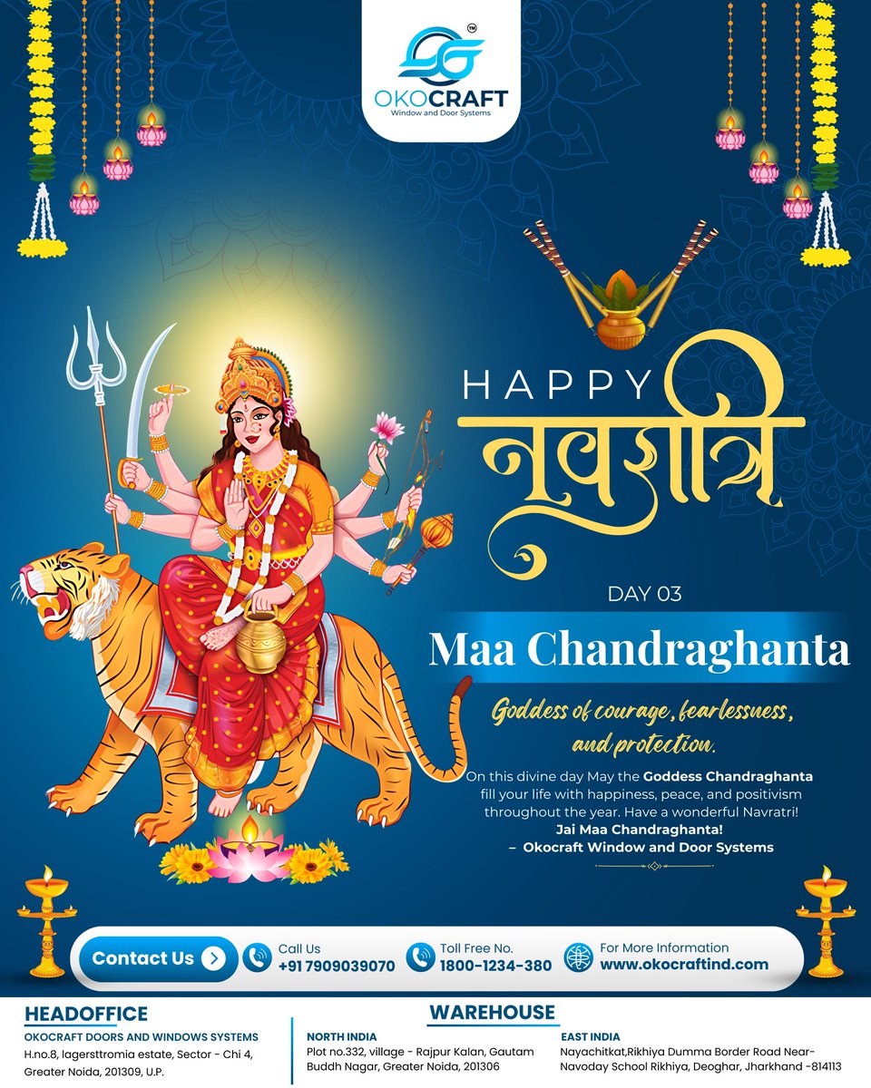 oko_craft's tweet image. Day 3

May Goddess Chandraghanta bless you with lots of happiness and prosperity 🙏🏻🙌🏻 

📍 Serving All Across India | 📞 1800-1234-380
🌐 okocraftind.com

#OkoCraft #WindowGoals #CustomWindows #uPVCDoors #HomeStyleMatters #ModernLiving #Navratri #InteriorDesignIndia