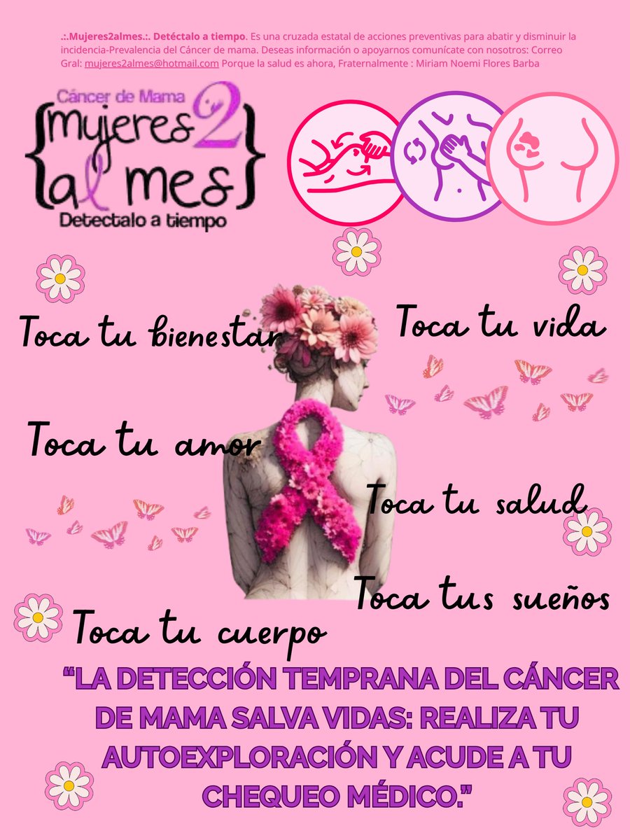 miriam_fbb's tweet photo. Tu salud es lo más importante; la autoexploración y los chequeos son tus mejores aliados.🩷🌸🦋Tócate, hazte revisiones y actúa a tiempo.🎀✨️

#cancerdemama #detectaloya @medicosconcausa https://t.co/GeyLYge2Tx