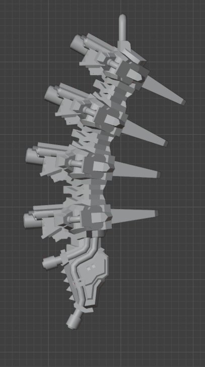 InfestedSentie1's tweet photo. Trying Tennogen, a Solaris spine with heat exhaust and moving pistons. Calling it Lift Maxer for now. About to normal paint and texture. Not sure if this version will pass as Solaris. Also the red parts are a layer for the effects/exhaust. 
#Warframe
#Tennogen https://t.co/3cRmrOx3ko