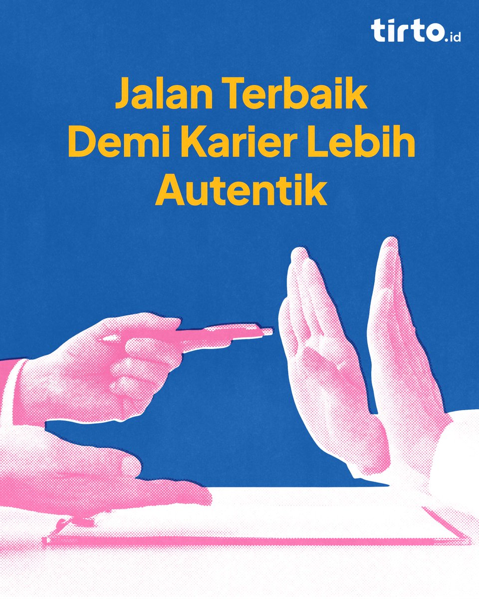 TirtoID's tweet photo. Ketika tawaran menggiurkan datang, dari gaji tinggi hingga jabatan impian, sering kali kita lupa: menolak bisa jadi langkah paling autentik dalam karier. #UtasMild https://t.co/UJtayAbvsy