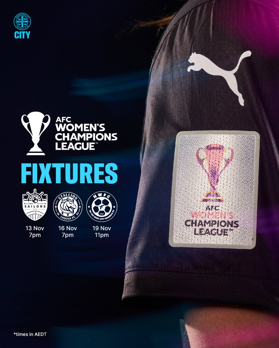 MelbourneCity's tweet image. Fixture details for our #AWCL Group Stage hub in Vietnam have been confirmed!

🗓️ More: melbc.it/AWCLfixtures